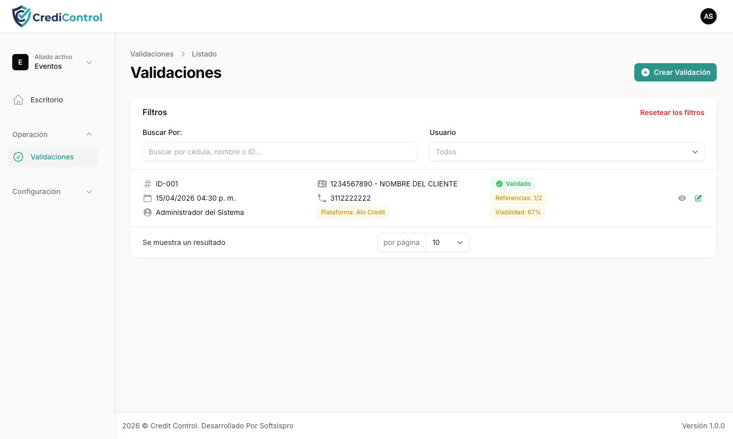 Panel de Validaciones en Filament